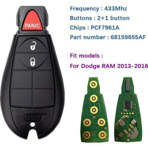 CN087009 Original 3 Button Smart Fobik Key For Dodge RAM 2013-2018 With 433Mhz FCCID GQ4-53T PCF7961A Chip