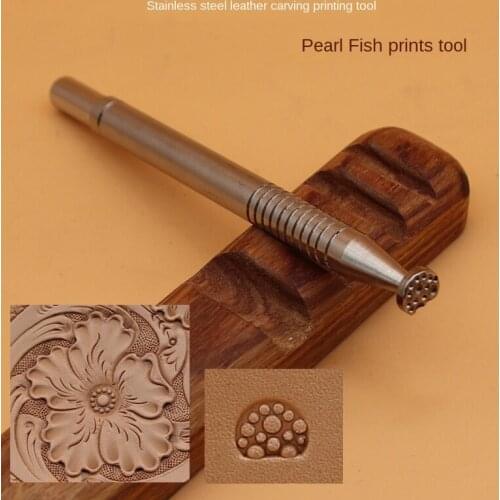 DIY Leather Stainless Steel Stamp Carving Tool Punch Pearl Fish Fish Dermatoglyph Leather Working Sculpture Saddle 1 piece
