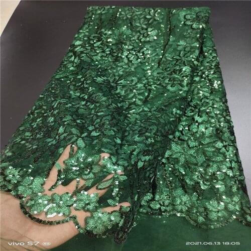 French Net organza Lace Fabric High Quality African tulle lace fabric Latest sequins Lace Material For Evening Party YYN128 (1)