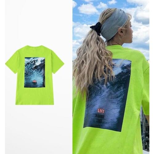 New Fashion Retro Green Color T-Shirt Men Skateboard Tide Brand Funny Print T Shirts For Men Women High Street Hip Hop Top Tee