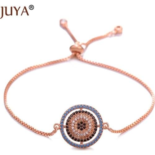 Juya Womens Fashion Greek Eye Turkish Eye Bracelets Lucky Amulet Jewelry Femme Gold Adjustable Chain bracelet bileklik