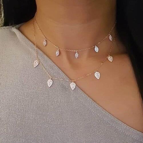 Rose gold color choker fashion jewelry statement charm necklaces with AAA sparking cubic zirconia top quality elegant women gift