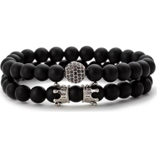 Crown 8mm bohemian multicolor Agate beads Chakra Reiki Buddha Yoga Bracelet elastic adjustable Volcanic Stone Bangles uihj354