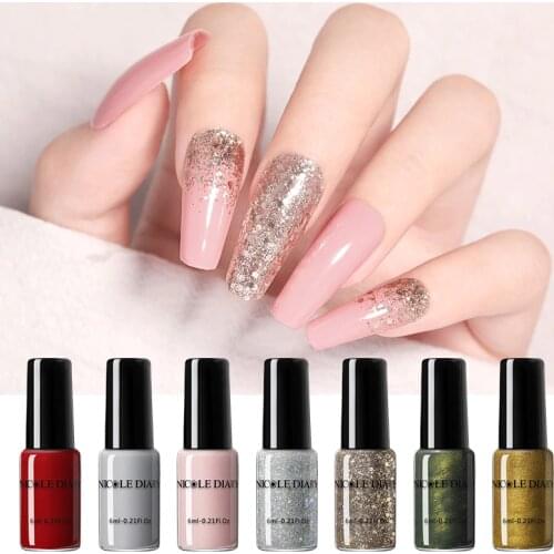 NICOLE DDARY Solid Color Nail Polish Colorful Nail Sequins Nail Art Varnish DIY Manicuring Decoration 6ml
