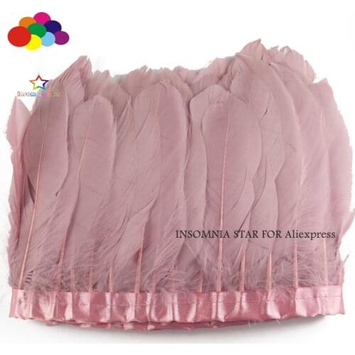 2 Meter/lot stained Pale Pink goose feathers ribbon 15-18 cm duck feather dance
