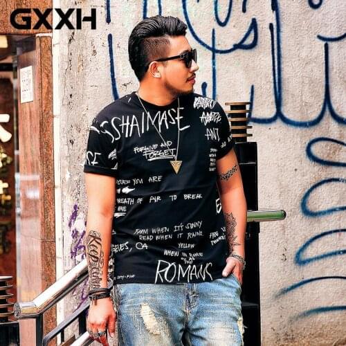 GXXH 2021 Summer Man Tshirt Plus Size 3XL 4XL 5XL 6XL 7XL Big Size Mens Letter Printed T Shirt Short Sleeve Cotton Tops Clothing