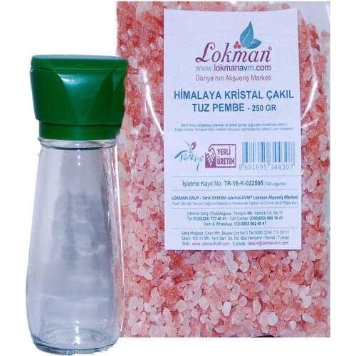 Salt Pepper Mill Green + Gravel of Himalayan Salt Pink 250 G