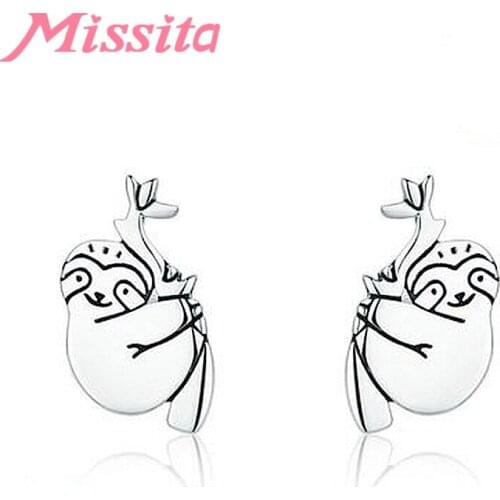 MISSITA 2019 New Fashion Cute Animal Earrings For Women Silver Color Fashion Jewelry Girlfriend Anniversary Gift Hot Sale