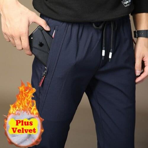 2020 Mens Straight Pants Plus Velvet Streetwear Casual Pant Breathable Men Comfortable Anti-wrinkle Trousers Male Size 38 40