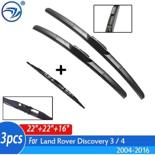 Wiper Front & Rear Wiper Blades Set Kit For Land Rover Discovery 3 / 4 2004 2005 2006 2007-2016 Windshield Windscreen 22"22"16"