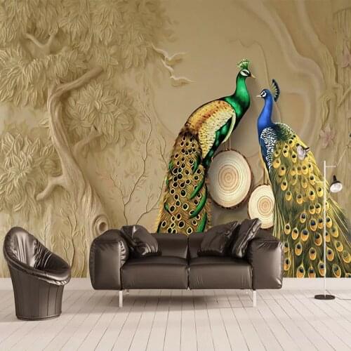 Custom Mural Wallpaper 3D Stereo Tree Peacock Photo Wall Painting Living Room Bedroom Background Wall Home Decor Papel De Parede