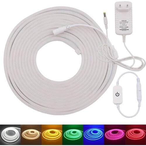 Dimming Control Neon Light 12V Flexible LED Ribbon Tape Waterproof 2835 120LEDs Strip Under Cabinet Light Night Lamp Neon Rope