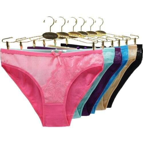6 Pieces/lot Underwear Women panties Cotton briefs Lace underpants low waist sexy knickers cute intimate female panty Woman
