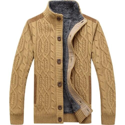 2019 Mens New Wool Cardigan Sweater Winter Spring Outwear Plus Fleece Warm Fashion Casual Knitwear Male Coat Sweater Clothes