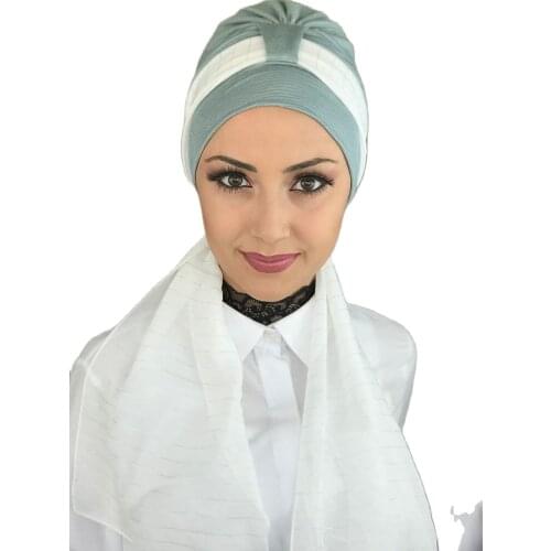 New Fashion 2021 Hijab Turban Lady Hat Seasonal Scarf Hijab Foulard Single Size Mint Green Hijab Bathing Cap