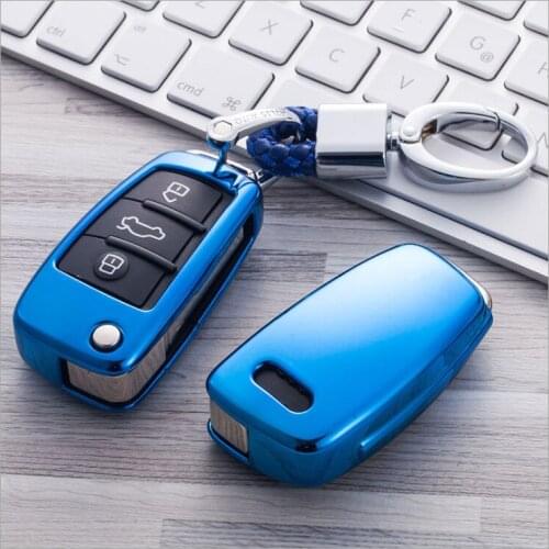 New Key Cover Case For Audi A1 A3 A4 A5 A6 A7 C5 C6 Q7 R8 Soft TPU Car Holder Shell Car-Styling Key Protection keychain