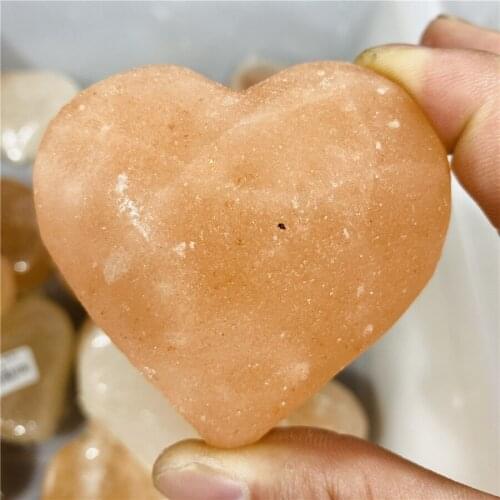 1Pcs Natural Heart-Shaped Yellow Selenite Quartz CrystalHealing Specimen Quality Gemstone Stone Home Decor