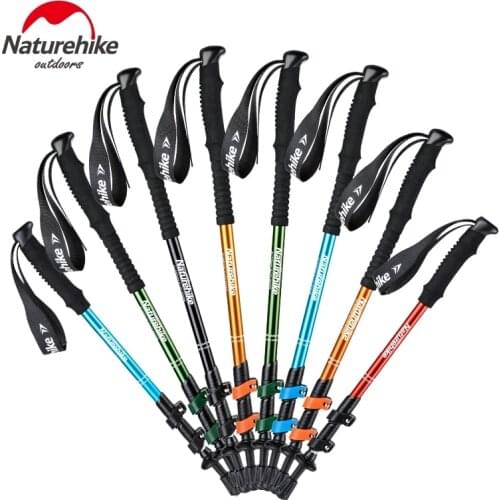 Naturehike 1pcs Ultralight Folding Trekking Pole For Adult Child Family Alpenstocks Camping Walking Hiking Sticks