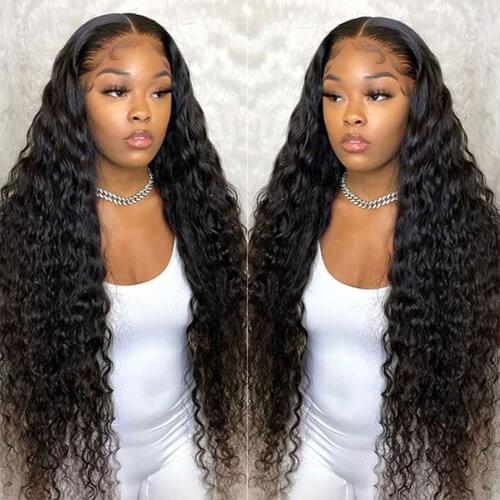 Transparent Deep Wave Frontal Wig Lace Front Human Hair Wigs For Women Wet And Wavy Human Hair Wig Curly Brazilian Deep Wave Wig