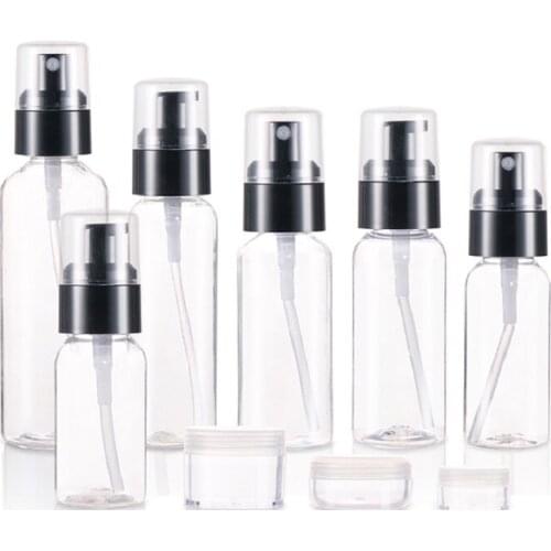 100ML 60ML 50ML 30ml Empty Cosmetic Packaging PET Clear Plastic Refillable Bottle Black Spray Lotion Pump 5G 10G 15G Cream Jars