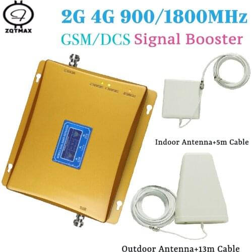 ZQTMAX GSM 900 DCS 1800 Cellular Signal Repeater 4G LTE CellPhone Amplifier Mobile Phone Booster Repetidor kits for home