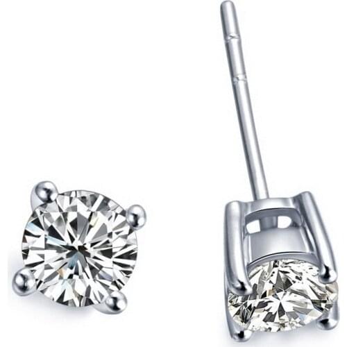 2Ct/Piece Diamond Women Stud Earrings Genuine 14Karat White Gold new fashion Bridal Jewelry Girl Love Best Jewelry