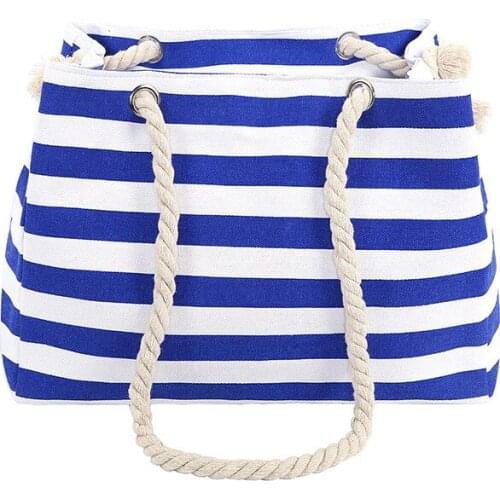 Special big Stripe shoulder handbags shopping bag beach handbag new fashion canvas bag wild rough twine striped beach bag