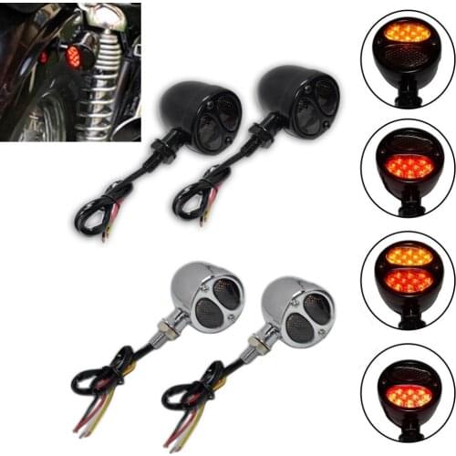 Steel Triple Action Motorcycle Motorbike LED Indicators STOP Tail Light Bike Turn Signal Light Brake Lights Blinker Lighting