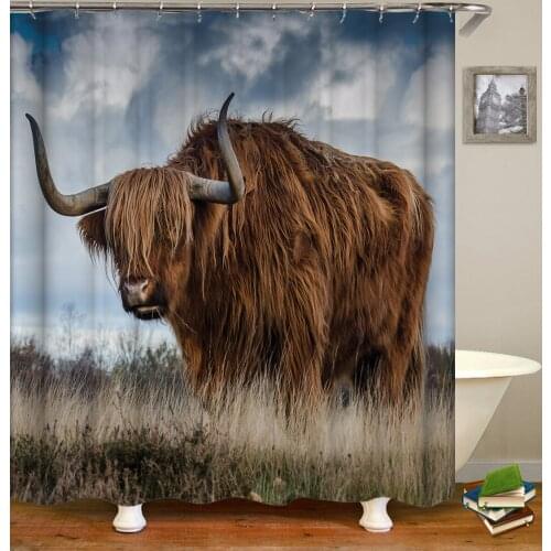 Fabric Shower Bathroom Curtains Sets 3d Print Animal Curtains for Bathroom Waterproof Fabric Bath Curtain Customized with Hook