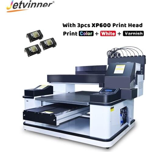 Jetvinner Automatic 60*90 cm UV Printer A1 Flatbed Printer With 3pcs XP600 Print Head For Phone Case Cylinder Acrylic Glass Wood