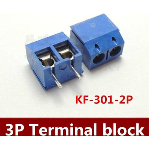 High Quality KF301-2P KF301-3P KF301-5.0-2P KF301 "- "Screw 2Pin 5.0mm Straight Pin PCB Screw Terminal Block Connector
