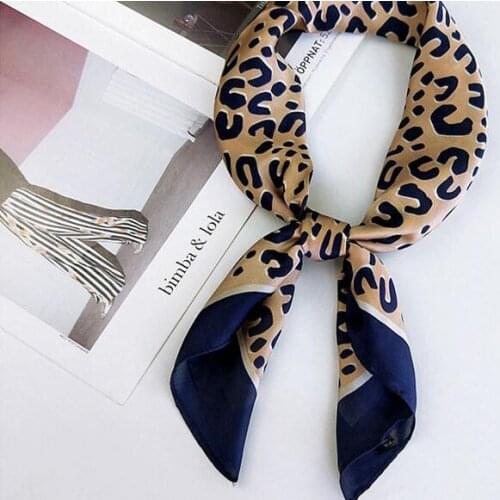 Yishine 70x70CM Hot New Women Multifunction Polyester Silk Scarf Sexy Leopard Printed Satin Small Square Wraps Scarves Shawls