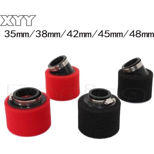 Motorcycle pit dirt bike ATV parts 35mm 38mm 42mm 45mm 48mm Bent Angled & Straight Foam Air Filter Pod PIT Quad Dirt Bike Buggy