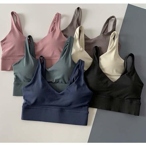 Women Nlon Sports Bra Workout Top Fitness Yoga Bra Padded Push Up Shockproof Brassiere Cross Tops Active Wear Female