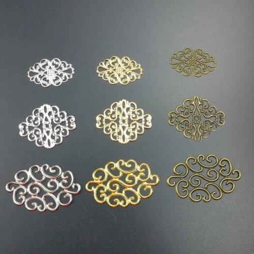 20Pcs Filigree Wraps Flower Traditional ornamentation Connectors Metal Crafts Gift Decoration DIY Findings