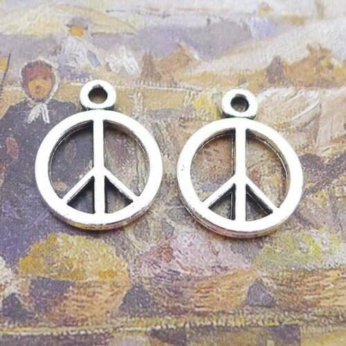 200pcs Peace Charms 14mm x 18mm DIY Jewelry Making Pendant antique silver color