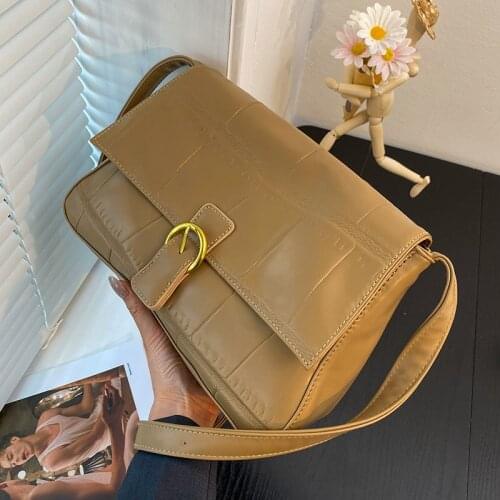 Stone Pattern 2021 Quality PU Leather Crossbody Bags Womens Small Simple Designer Luxury Branded Shoulder Purses and Handbag