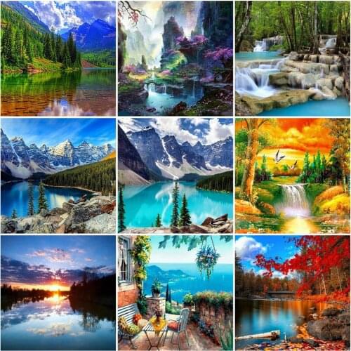 5D Diy Diamond Painting Nature Full Square Drill Diamond Embroidery Landscape Picture Of Rhinestone Mosaic Decor Home Gift Jq396