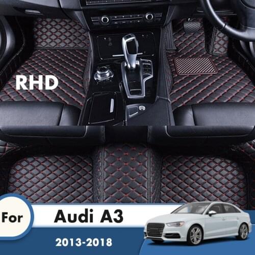 RHD Car Floor Mats For Audi A3 2018 2017 2016 2015 2014 2013 Carpets Leather Rugs Custom Auto Automobile Interior Foot Pad Cover