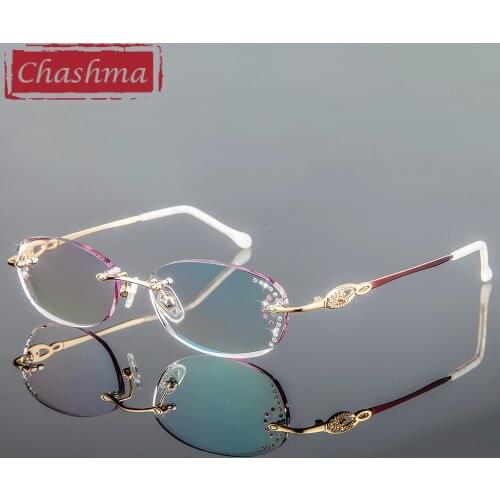 Chashma Brand Womens Frame Degree Eyeglasses Transparent Glasses Women Diamond Tint Lenses for Lady