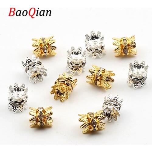 6/8/10mm Gold And Silver-Plated Crystal Rhinestones Czech Glass Loose Beads Jewelry Making Crafts Accessories DIY Beads