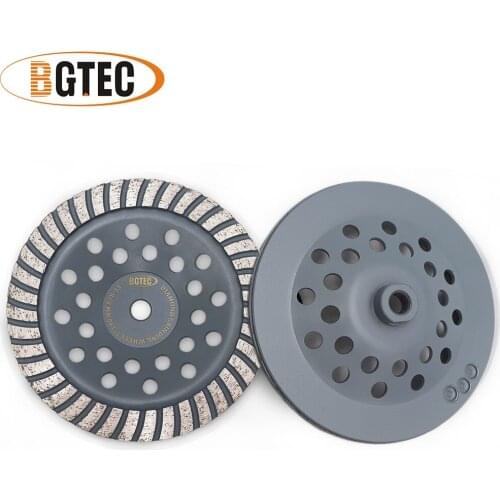 BGTEC 2pcs 7 inch Diamond Turbo Row Grinding Cup Wheel 180mm Grinding disc for marble, concrete, Masonry, construction material