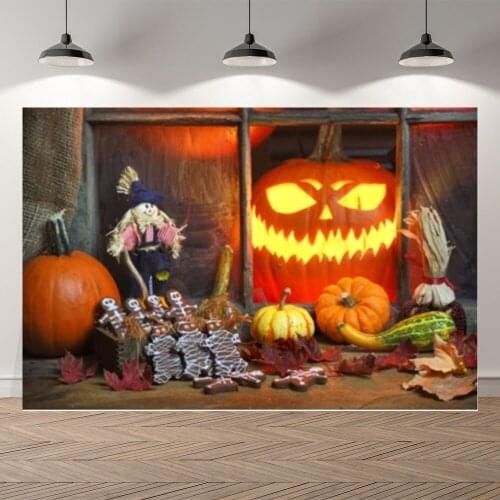 Seekpro Autumn Halloween Party Garden Deco Pumpkin Children Photography Background Photographic Backdrop For Photo Studio Shoot