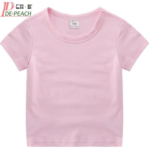 DE PEACH Cotton Boys Girls Short Sleeve T-Shirt Toddler Children Summer Tops Tees Kids Clothes Baby Boys Girls Tshirt 13 Colors
