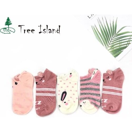 Casual Candy Color print Sock 3D Smile Animal Cartoon short socks comfort cotton Ankle sock