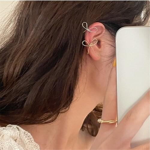 Bow-knot ear bone clip without pierced ear clip cute personality cold wind fashion simple childrens earrings female