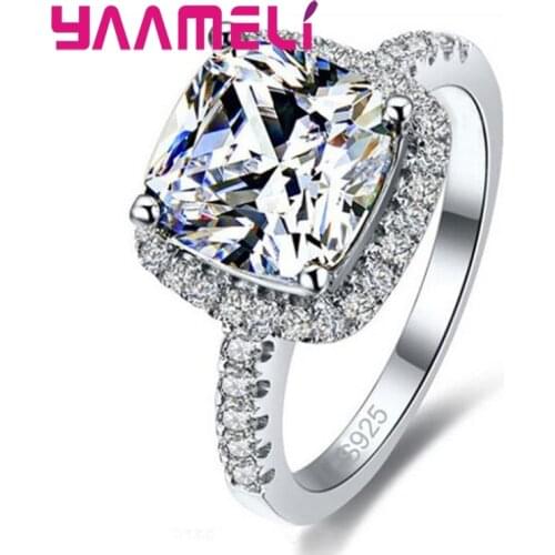 Fashion Jewelry Shiny Cubic Zirconia Rings 925 Sterling Silver Finger Ring For Women Girls Party Accessories