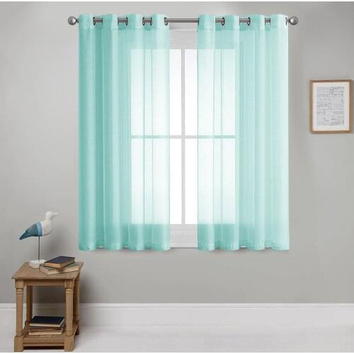 XUNTUO Short Tulle For Kitchen Curtains Window Living Room Modern Solid Voile Sheer Curtain Bedroom Dining Room Roman Drapes