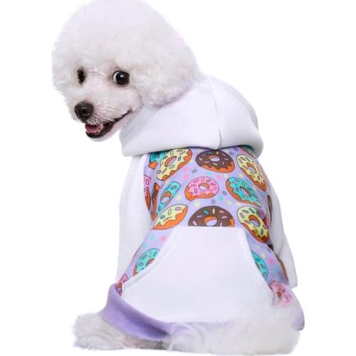 French Bulldog Dog Jacket Winter Donut Pattern Puppy Dog Clothes Winter Purple Cotton Zipper Chihuahua Christmas Dog Clothes