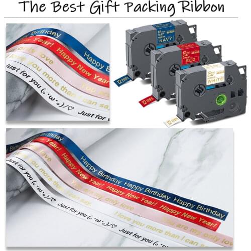 UniPlus 12mm 18mm R231 Compatible Brother Stain Ribbon Labeller Tape for Brother P Touch Label Maker PTH110 Ribbon Gift Packing